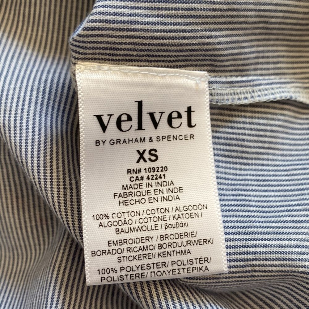 Velvet by Graham & Spencer Neena Embroidered Striped Peasant Blouse Extra Small - Picture 7 of 7
